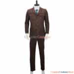 The 10th Doctor Outfit Complete Cosplay Costume With Brown Coat And Striped Suit 13